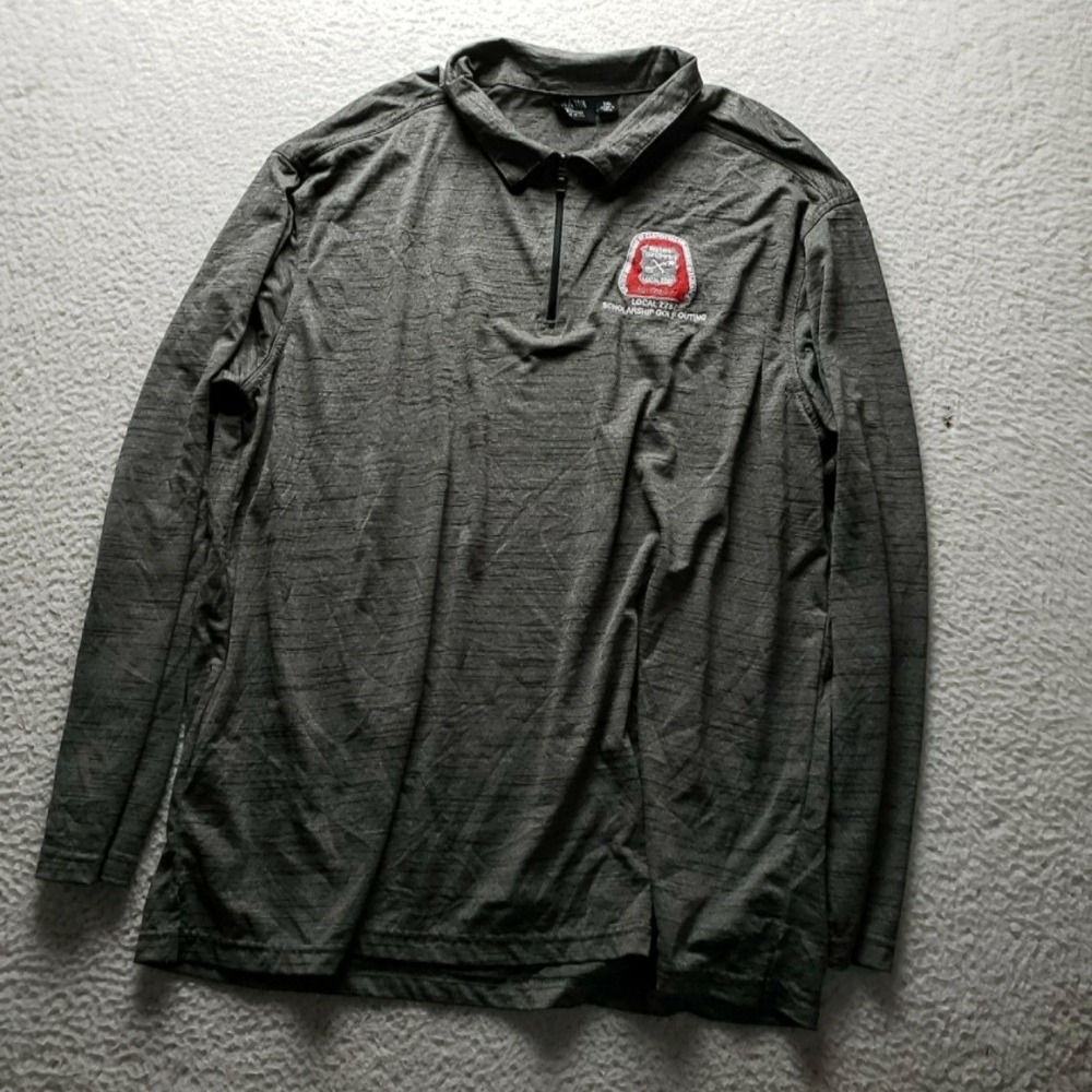 AKWA Pullover Mens 3XL Gray 1/4 Zip Long Sleeve Classic Shirt Made In USA Logo